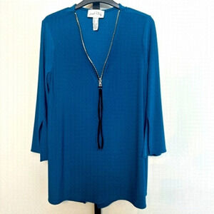 𝅺nwot Joseph Ribkoff dark teal 3/4 sleeve shirt, size 10